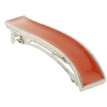 Fred & Lola - Enamel Wave Barrette (1) - Orange on Silver