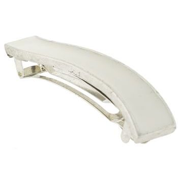 Fred & Lola - Enamel Wave Barrette (1) - White on Silver