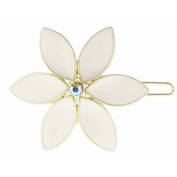 Fred & Lola - Enamel Floral Barrette (Gold) - White (1)