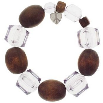 Tarina Tarantino - Wood Bead & Lucite Stretch Bracelet - Grey (1)