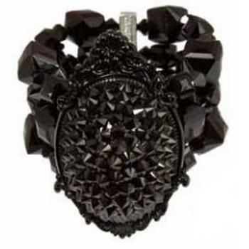 Tarina Tarantino - Black Dahlia - Glinda - Three Row Framed Swarovski Crystal Thorn Cabachon Stretch Bracelet