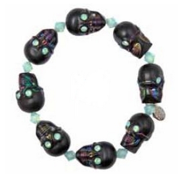 Tarina Tarantino - Zombie Skulls - Swarovski Crystal Eyed Zombie Stretch Bracelet