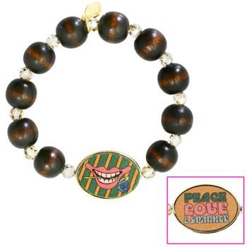 Tarina Tarantino - Peace, Love, and Sparkle Wood & Crystal Bracelet - Multi