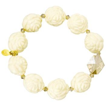 Tarina Tarantino - Medium Carved Rose Stretch Bracelet - Ivory