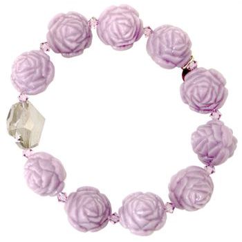 Tarina Tarantino - Medium Carved Rose Stretch Bracelet - Purple