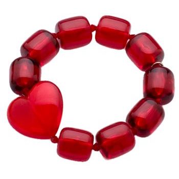 Tarina Tarantino - Mod Lucite Barrel & Crystal Heart Stretch Bracelet - Red (1)