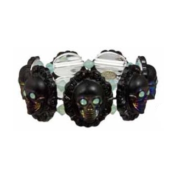 Tarina Tarantino - Zombie Skulls - Swarovski Crystal Eyed Zombie Cameo Stretch Bracelet