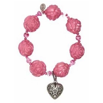 Tarina Tarantino - Dusty Rosaline - Mesa - Rose Stretch Bracelet with Heart Charm