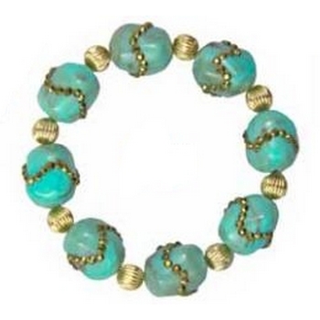 Tarina Tarantino - Topkapi - Royal Palm - Swarovski Crystal Wrapped Lucite Beaded Stretch Bracelet - Turquoise