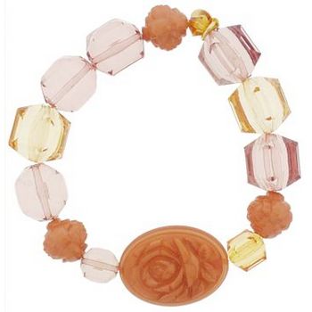 Tarina Tarantino - Translucent Lucite & Carved Rose Beaded Stretch Bracelet - Amber