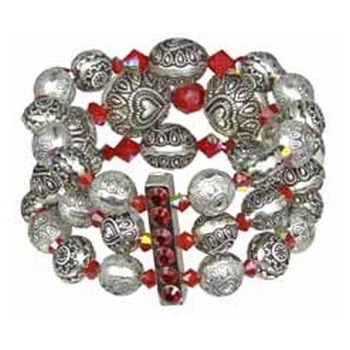 Tarina Tarantino - Topkapi - Sheik - Three Row Swarovski Crystal Heart Stretch Bracelet