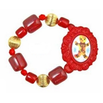 Tarina Tarantino - Santa Claus - Candy Carol - Swarovski Crystal and Ornament Bead Framed Gingerbread Man Stretch Bracelet