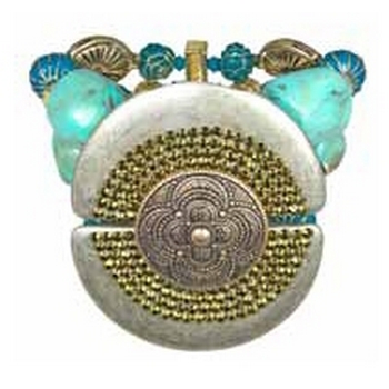 Tarina Tarantino - Topkapi - Treasury Cuff - Three Row Swarovski Crystal and Natural Stone Bead Cuff