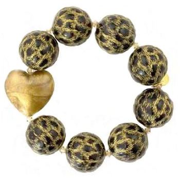 Tarina Tarantino - Leopard Print Bead Stretch Bracelet - Black (1)