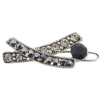 Karen Marie - Mini Cross Stitch Crystal Barrette - Black (1)