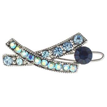 Karen Marie - Mini Cross Stitch Crystal Barrette - Blue (1)