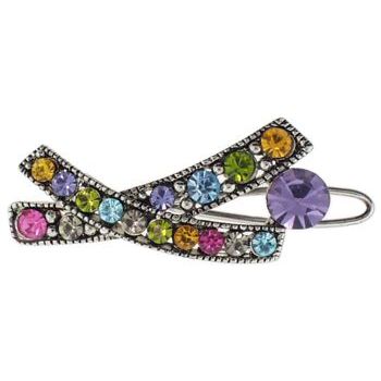 Karen Marie - Mini Cross Stitch Crystal Barrette - Rainbow (1)