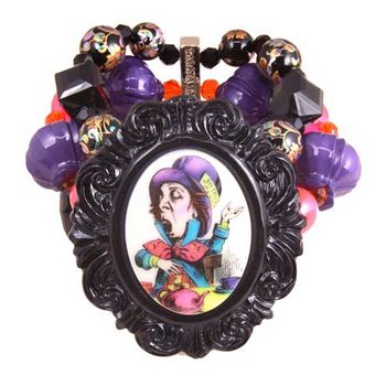 Tarina Tarantino - Acid Alice - Swarovski Crystal Multi Bead Triple Row Mad Hatter Stretch Cuff