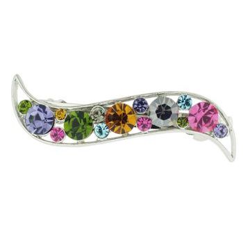 Karen Marie - Large Crystal Wave Barrette - Rainbow (1)
