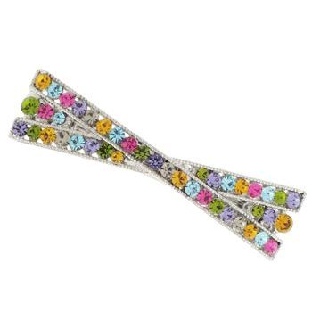 Karen Marie - Criss Cross Crystal Barrette - Rainbow (1)