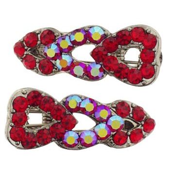 Karen Marie - Small Triple Heart Clips - Ruby (set of 2)
