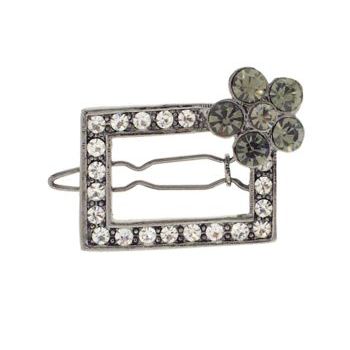 Karen Marie - Flowered Austrian Crystal Barrette - Smokey (1)