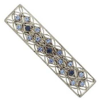 Karen Marie - Medium Filigree Crystal Barrette - Sapphire (1)