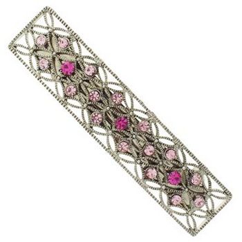 Karen Marie - Medium Filigree Crystal Barrette - Rose (1)