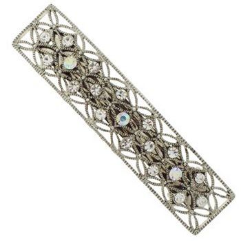 Karen Marie - Medium Filigree Crystal Barrette - White (1)