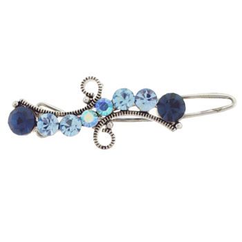 Karen Marie - Mini Crystal Ribbon Barrette - Blue (1)