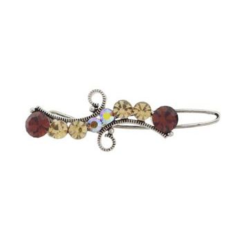 Karen Marie - Mini Crystal Ribbon Barrette - Topaz (1)