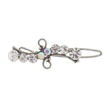 Karen Marie - Mini Crystal Ribbon Barrette - White (1)