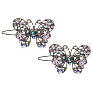 Karen Marie - Crystal Filigree Butterfly Clips - Lavender & Lavender AB (Set of 2)