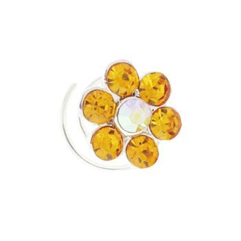 Karen Marie - Crystal Flower Coils  - Gold & White AB (1)