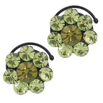 Karen Marie - Crystal Flower Black Coils - Peridot (set of 2)