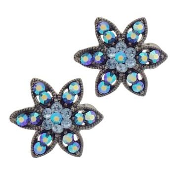 Karen Marie - Crystal Flower Clips - Sapphire (Set of 2)