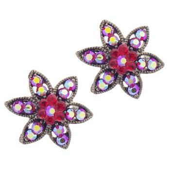 Karen Marie - Crystal Flower Clips - Ruby (Set of 2)