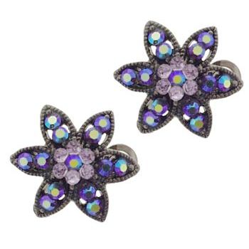 Karen Marie - Crystal Flower Clips - Lavender (Set of 2)