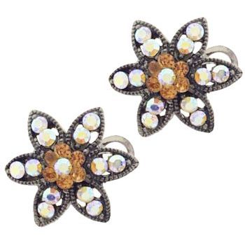 Karen Marie - Crystal Flower Clips - Golden Topaz (Set of 2)