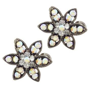 Karen Marie - Crystal Flower Clips - White (Set of 2)