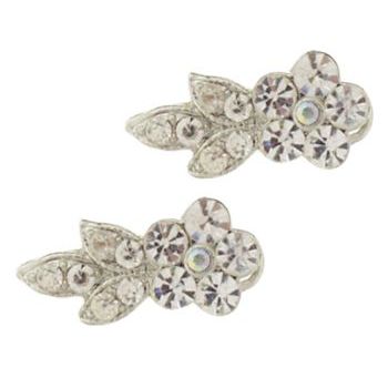 Karen Marie - Floating Crystal Daisy Clips - White (Set of 2)