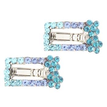 Karen Marie - Floating Crystal Rec Daisy Clips - Aqua(Set of 2)