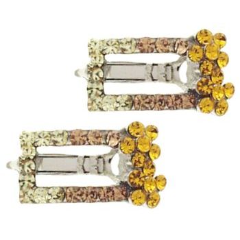 Karen Marie - Floating Crystal Rec Daisy Clips - Gold (Set of 2)