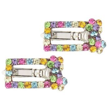 Karen Marie - Floating Crystal Rec Daisy Clips - Rainbow (Set of 2)