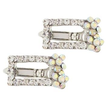 Karen Marie - Floating Crystal Rec Daisy Clips - White (Set of 2)