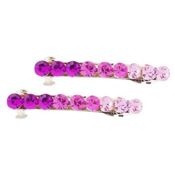 Karen Marie - Crystal Colorfade Mini Silver Barrette - Rose (Set of 2)