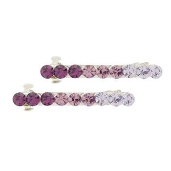 Karen Marie - Crystal Colorfade Mini Silver Barrette - Amethyst (Set of 2)