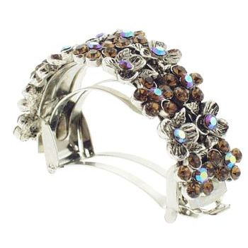 Karen Marie - Crystal Flower Pony Barrette - Topaz