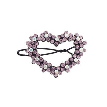 Karen Marie - Crystal Floral Heart Barrette - Light Amethyst