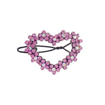 Karen Marie - Crystal Floral Heart Barrette - Pink